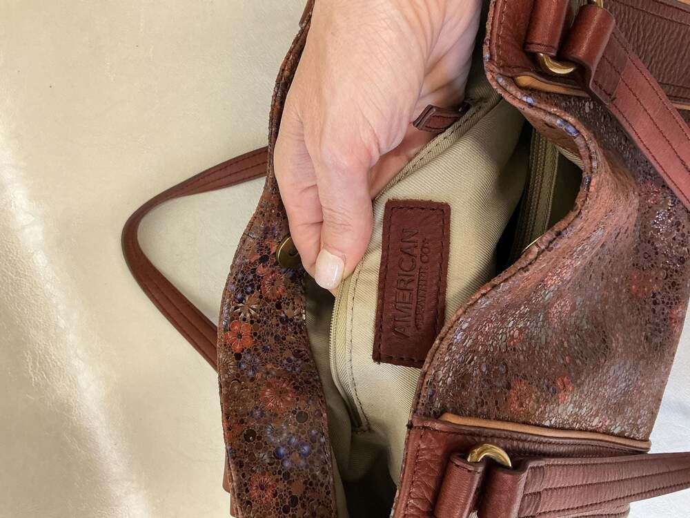 American Leather Co. Floral Embossed Leather Tote Bag - Picture 8 of 8